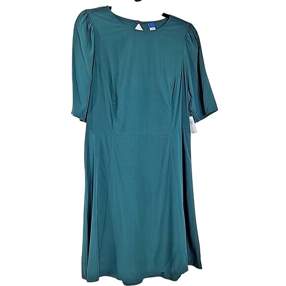 Old Navy Green Fit & Flare Dress Open Back Smocked L NWT Holiday - Picture 2 of 8